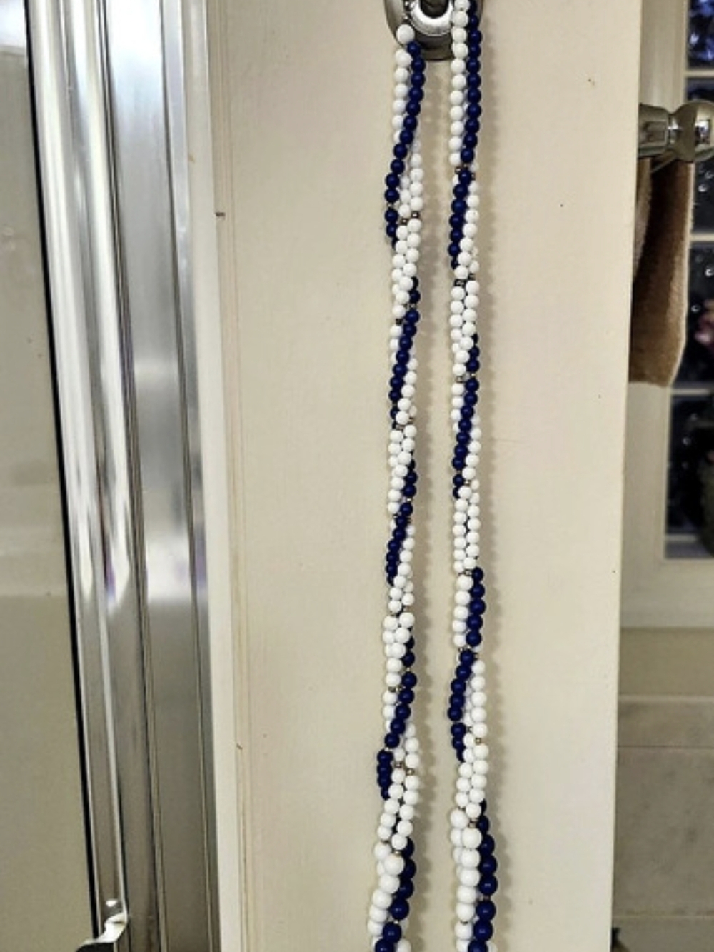 Blue & White Beaded Long Necklace